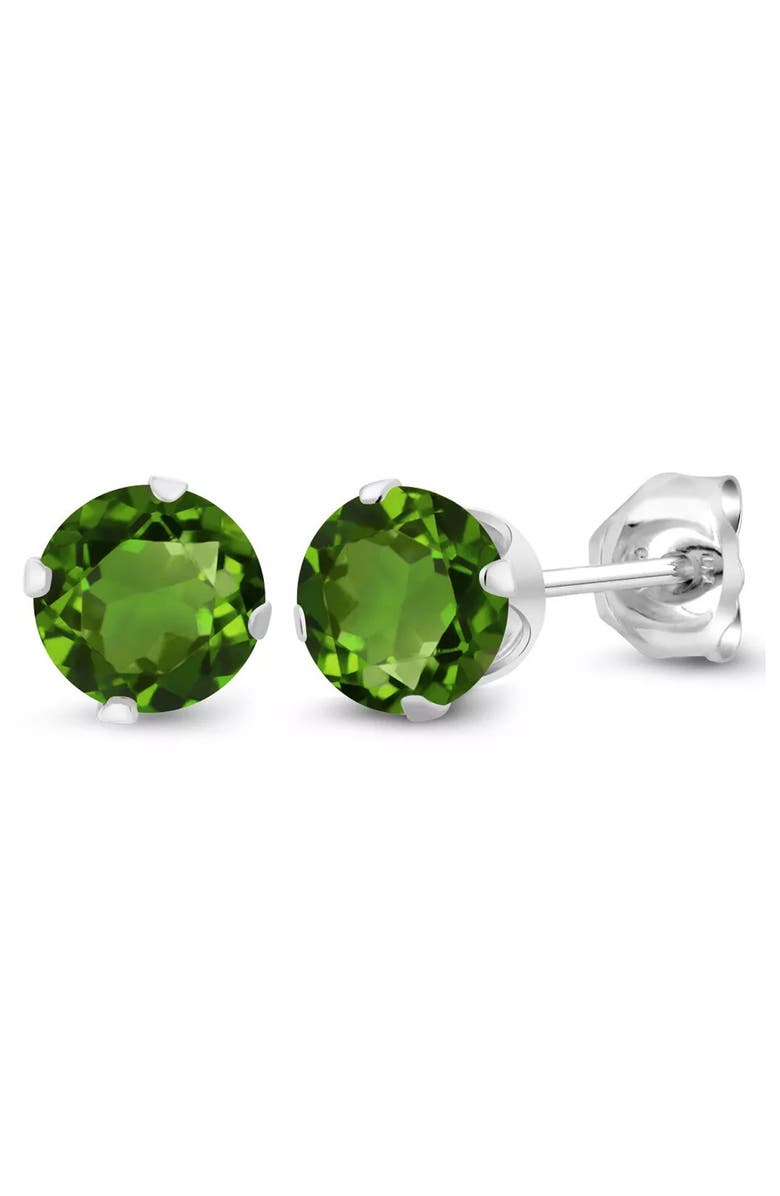A&M Round Cubic Zirconia Birthstone Stud Earrings, Main, color, Emerald