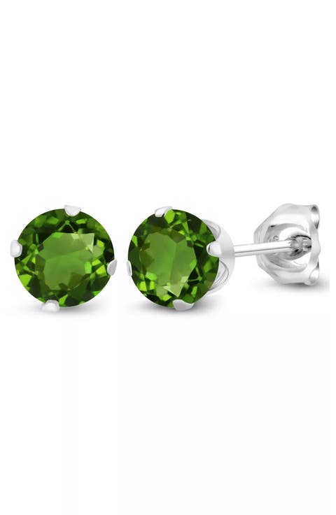 Round Cubic Zirconia Birthstone Stud Earrings