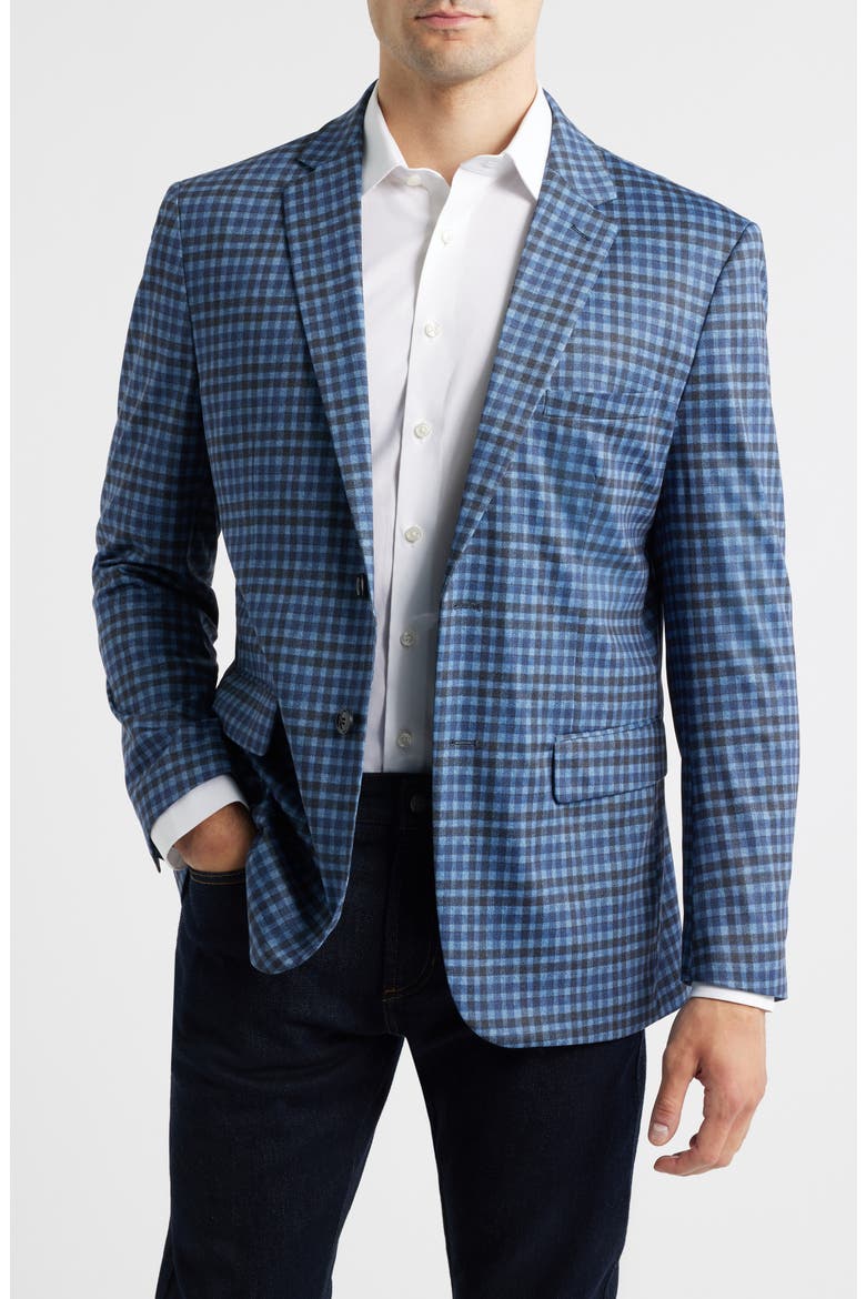 Blue Check Knit Sport Coat, Main, color, BLUE