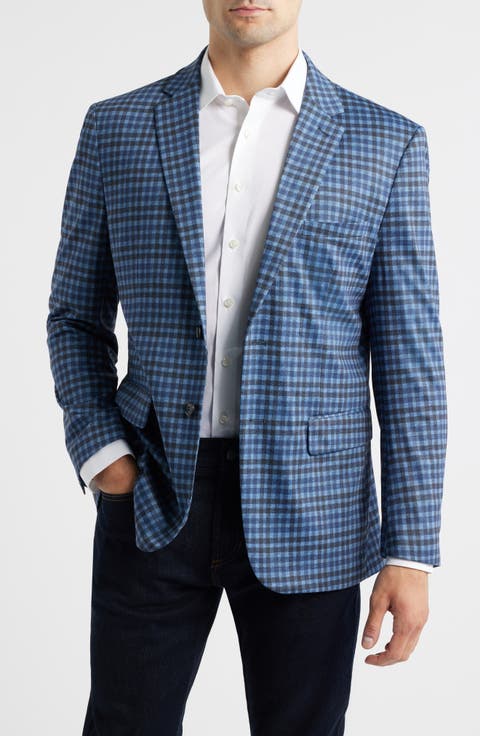 Blue Check Knit Sport Coat (Regular & Big)