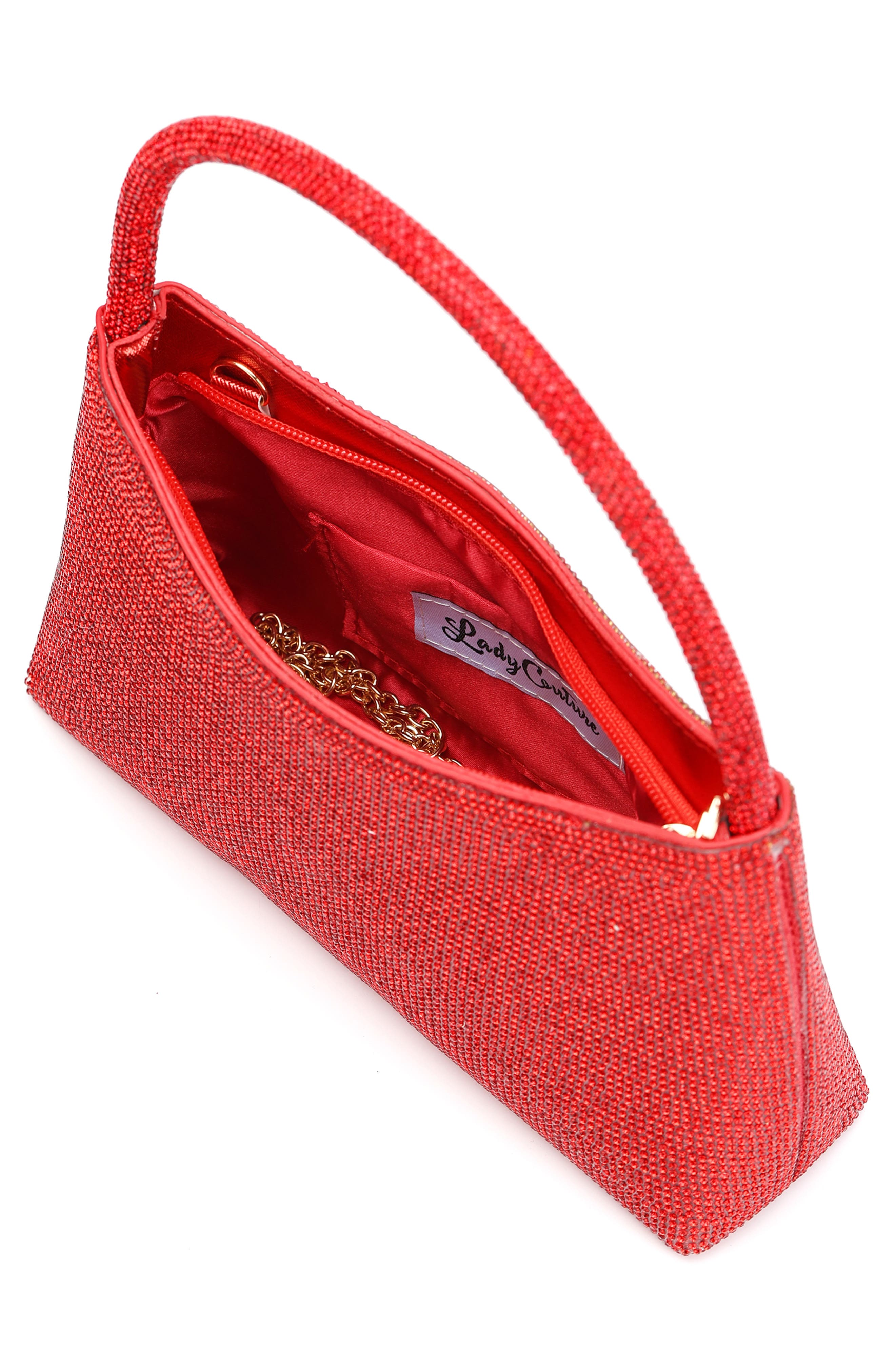 Dressy Rhinestone Top Handle Bag, Alternate, color, RED