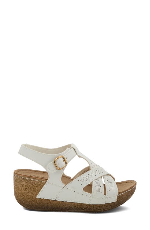 Flexus By Spring Step Perforated Wedge Sandal In White