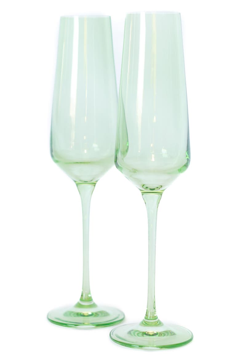 Set of 2 Champagne Glasses, Main, color, MINT GREEN
