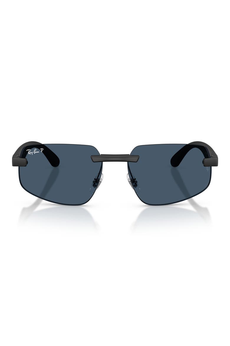 60mm Polarized Irregular Sunglasses, Main, color, SAND BLACK / POLAR BLUE