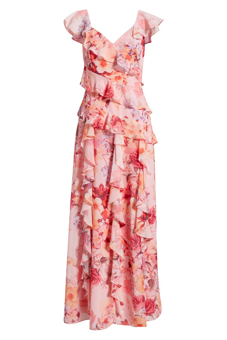 Flutter Chiffon Maxi Dress, Alternate, color, BLUSH