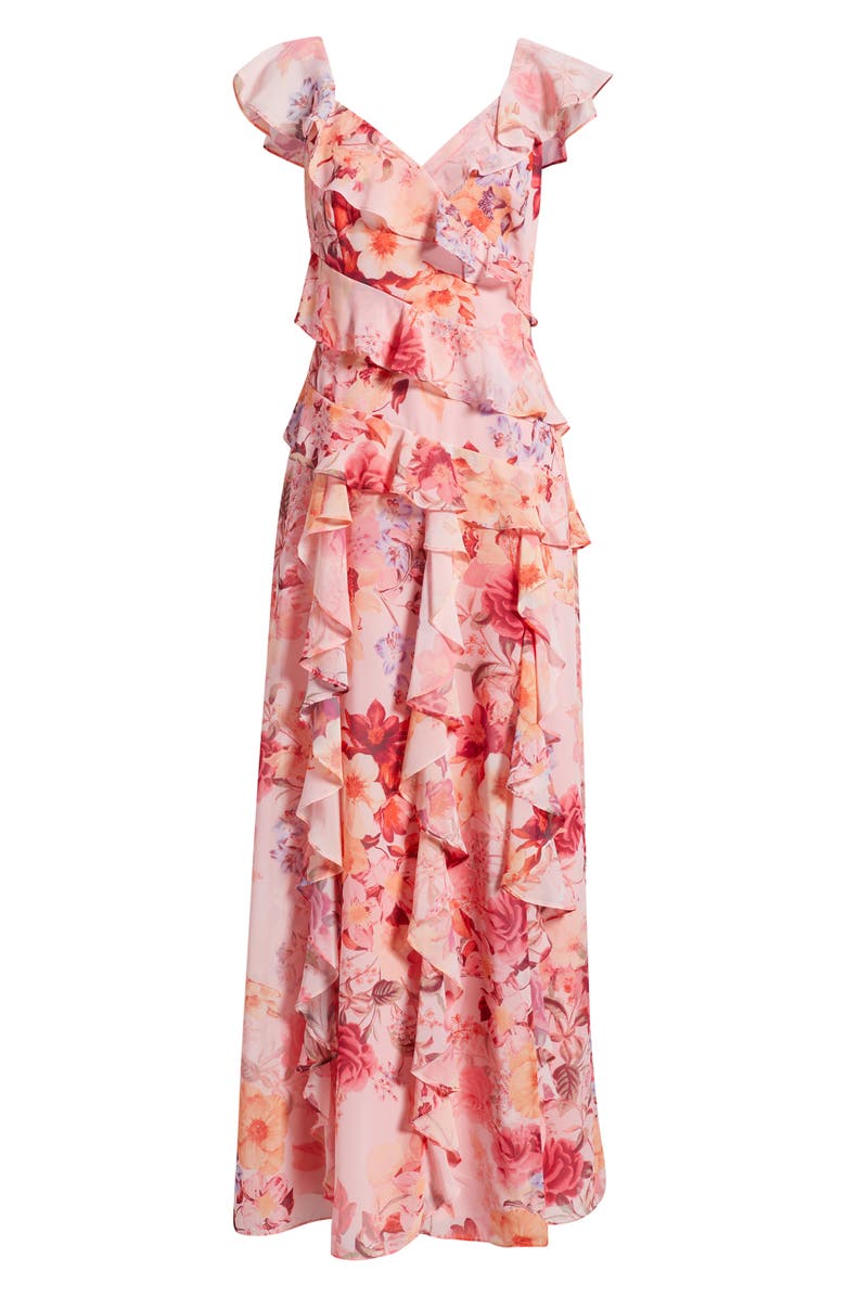 Eliza J Flutter Chiffon Maxi Dress, Alternate, color, Blush