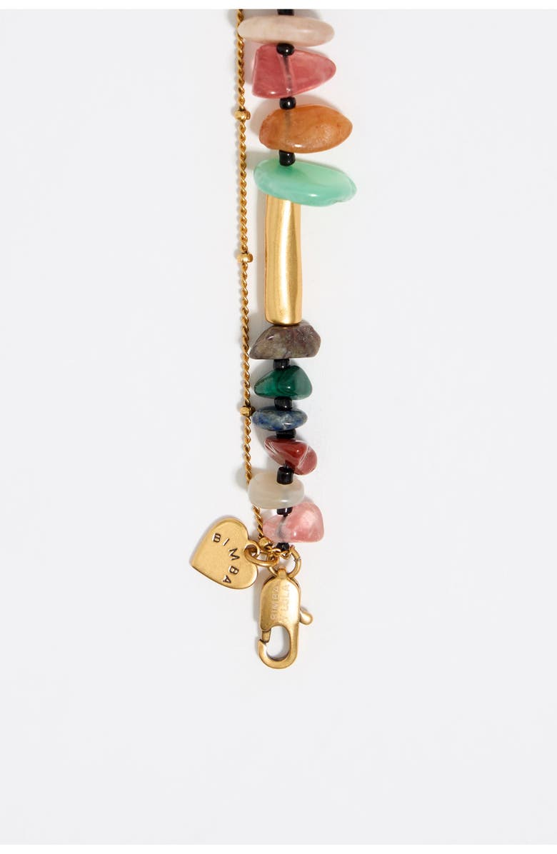 Bimba y Lola Double-Layer Chain Multicolor Stones Necklace, Alternate, color, Blue