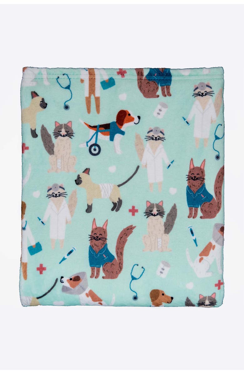 Puppington Pupper Snuggles Throw Blanket, Alternate, color, Seafoam Serenity