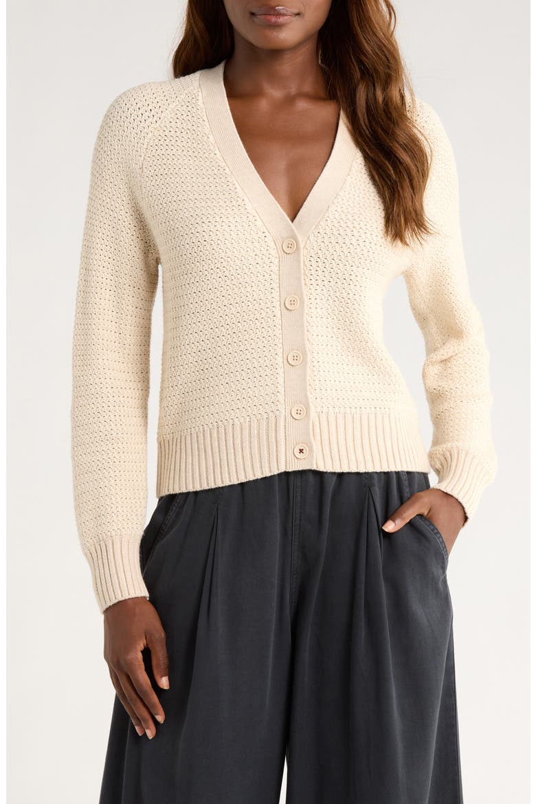 Robin Cotton & Marino Wool Blend Cardigan, Main, color, SEASHELL