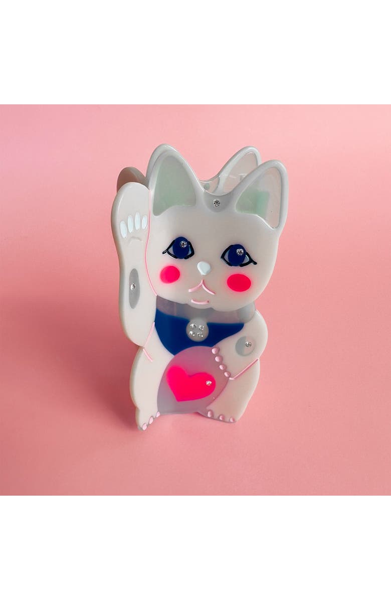 Centinelle Maneki Lucky Cat Hair Claw, Alternate, color, White