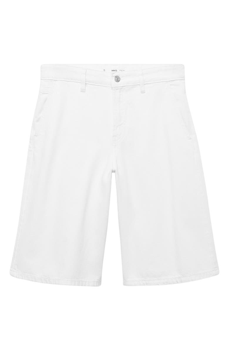 MANGO High Waist Bermuda Denim Shorts, Main, color, White