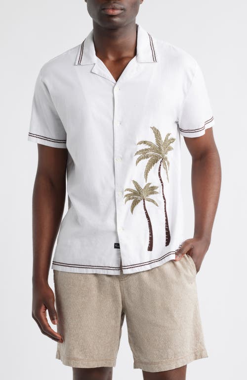 Rails Gibson Palm Tree Embroidered Short Sleeve Linen Blend Button-up Shirt In White