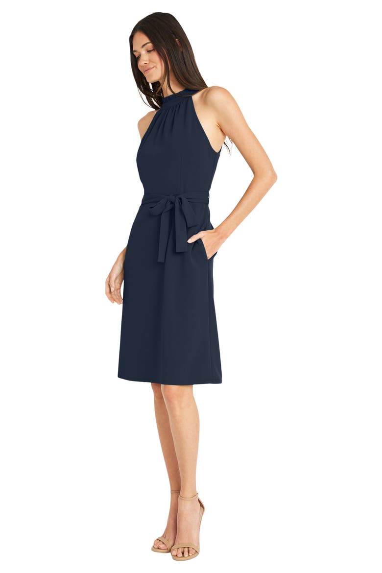 Sleeveless Tie Waist Sheath Dress, Alternate, color, NAVY
