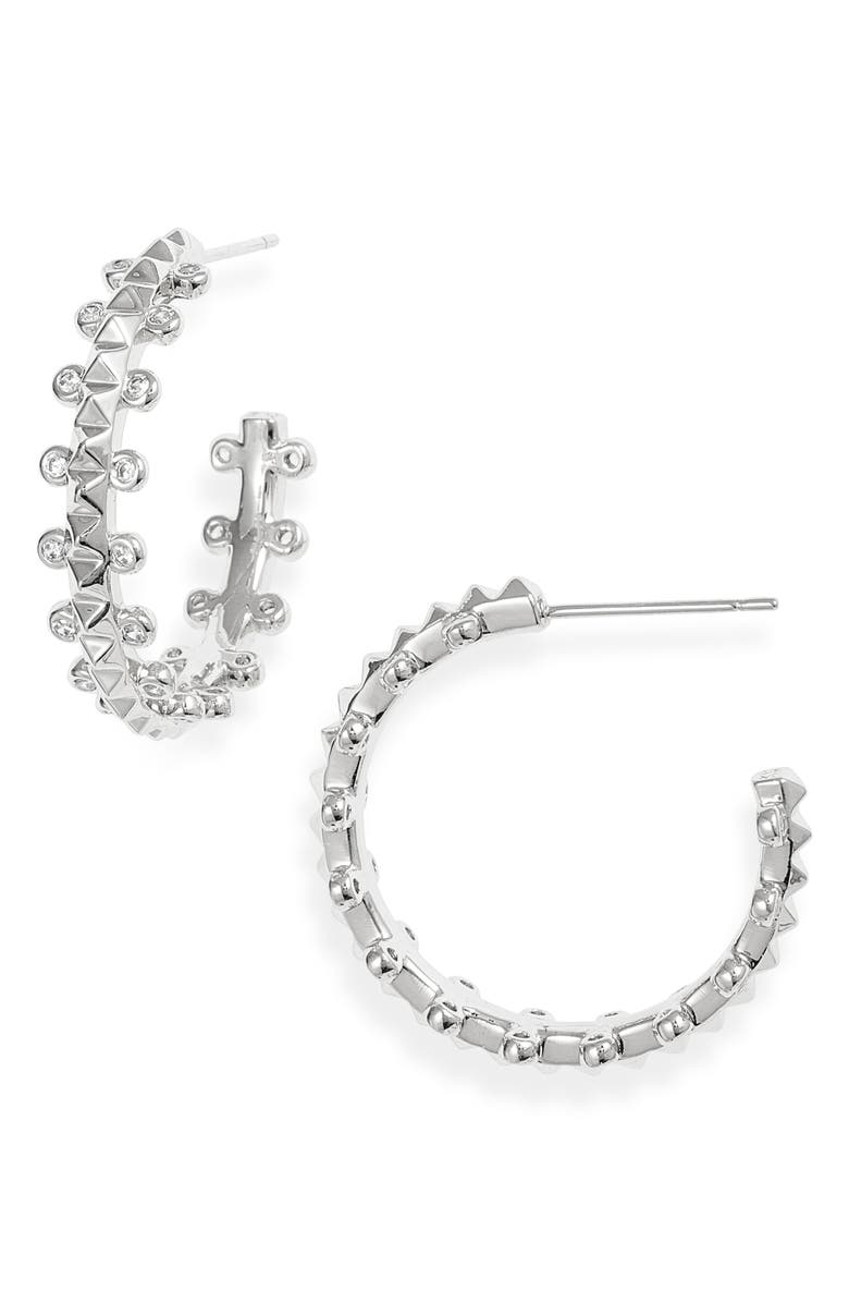 Kendra Scott Jada Crystal Stud Small Hoop Earrings, Main, color,