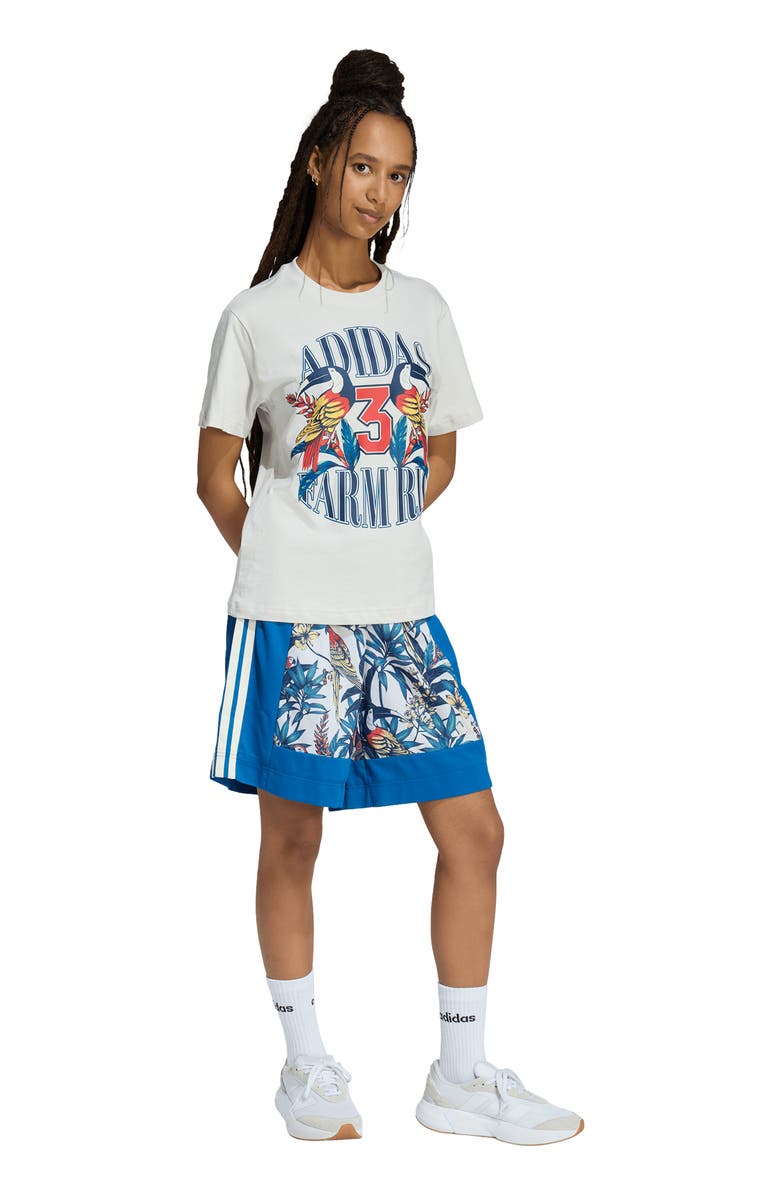 adidas x FARM Rio Premium Shorts, Alternate, color, Dark Marine/ Talc/ Gold