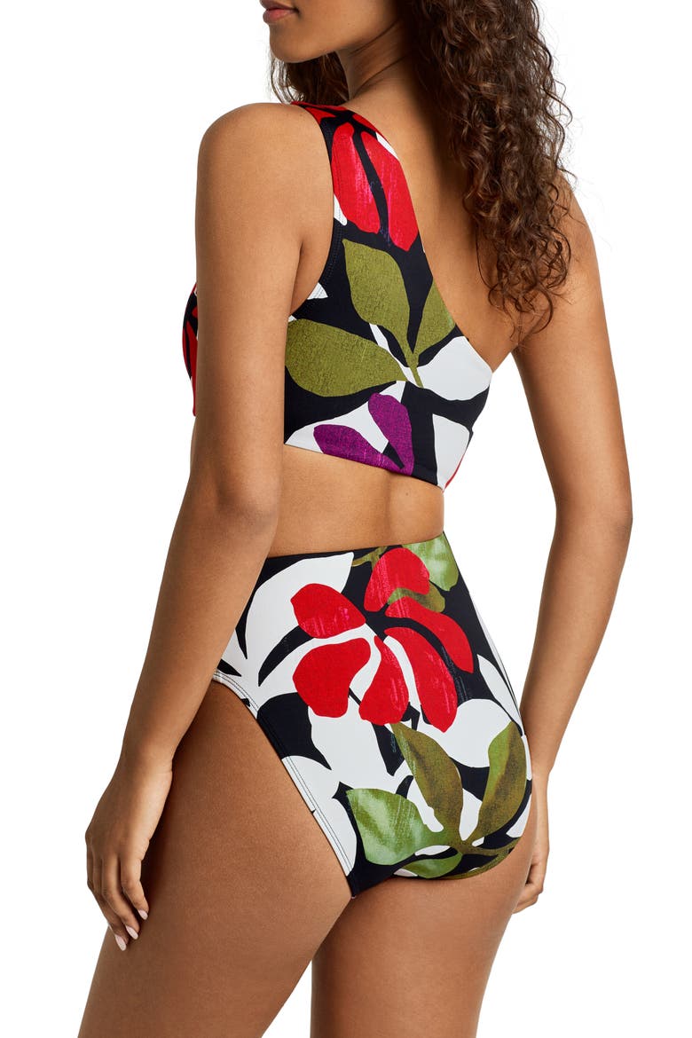 Cutout One-Shoulder One-Piece Swimsuit, Alternate, color, MULTI WHITE