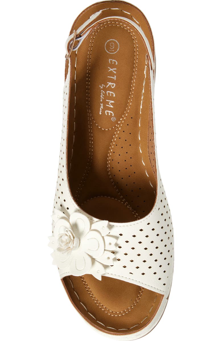 EXTREME BY EDDIE MARC Laser-Cut Wedge Slingback Sandal, Alternate, color, White