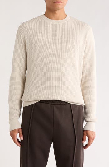 James Campbell Spauding Waffle Knit Sweater In White