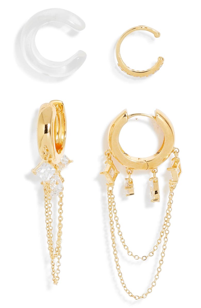 Nordstrom Ear Cuff & Huggie Hoop Earrings Set, Main, color, 