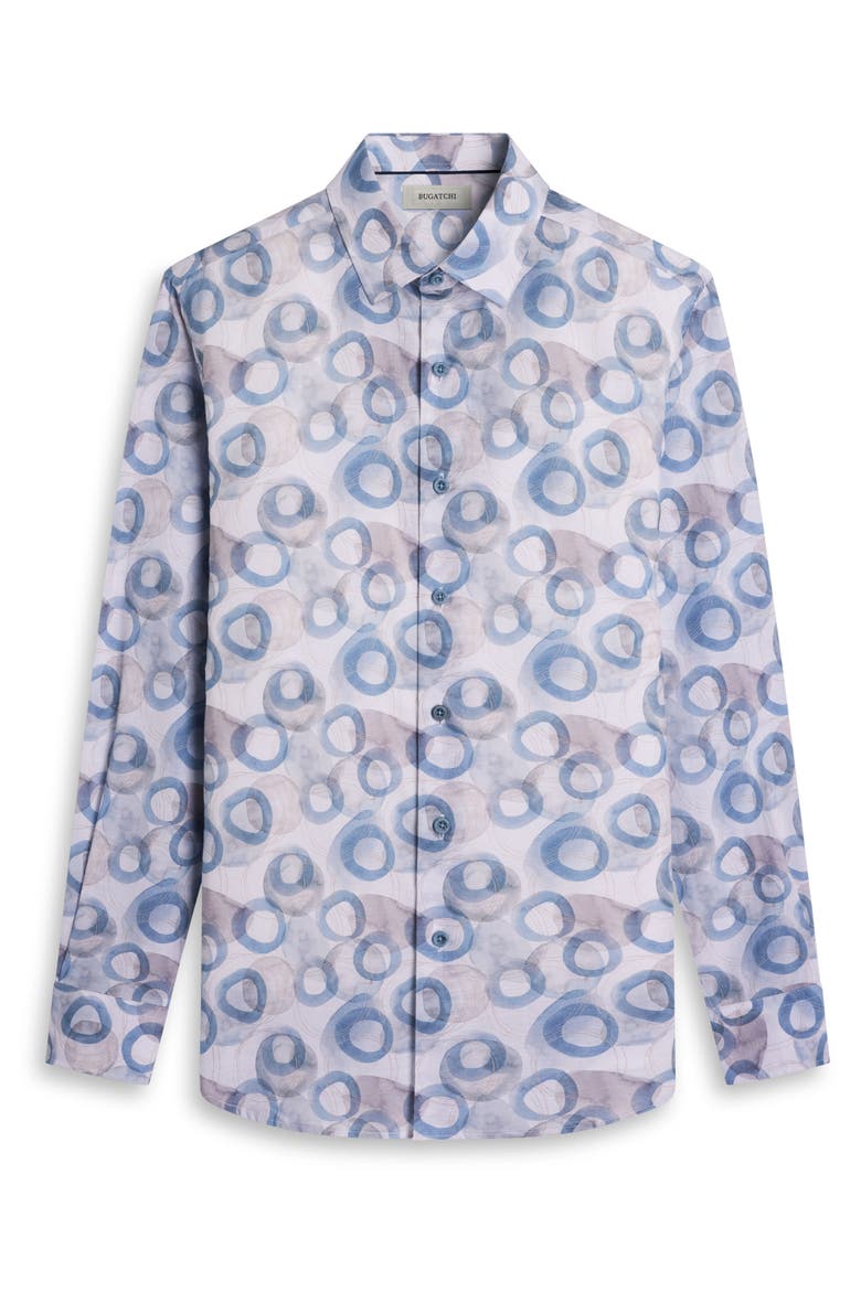 Julian Shaped Fit Cotton Button-Up Shirt, Alternate, color, COBALT