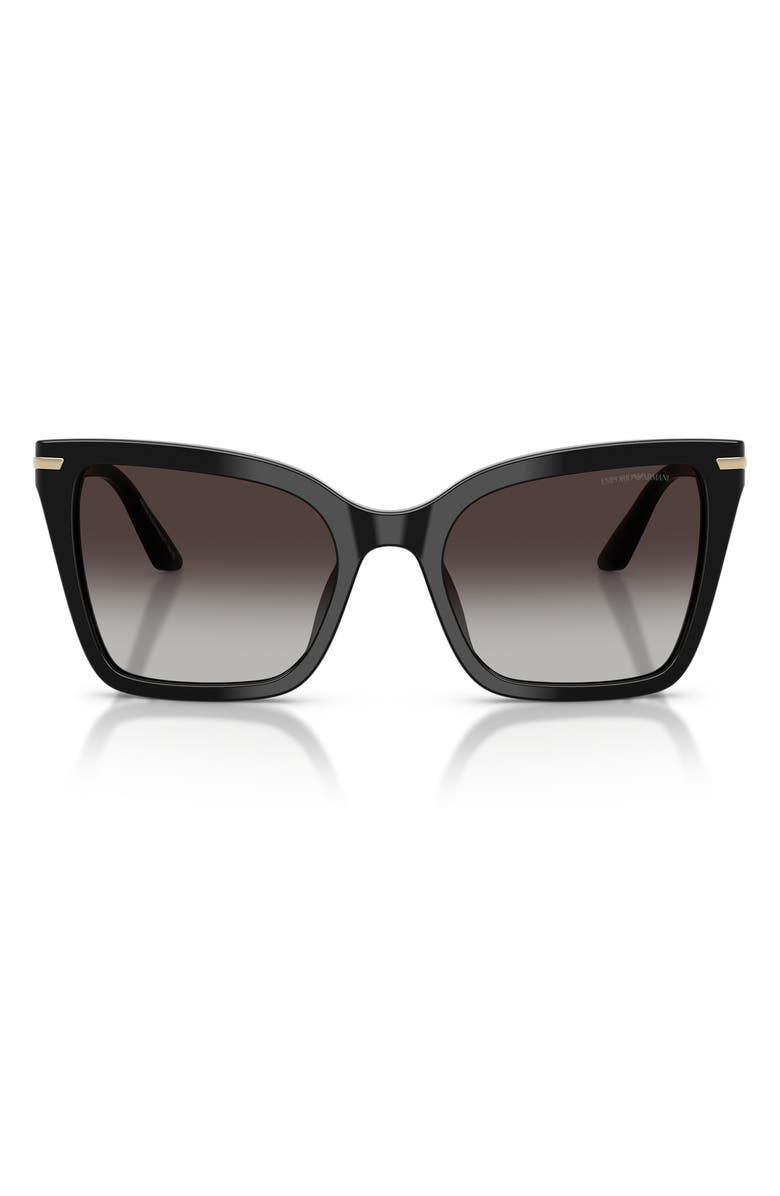 Emporio Armani 53mm Gradient Square Sunglasses, Main, color, Shiny Black / Grey Gradient