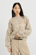 Brunello Cucinelli Whispering bloom embroidery sweater in sparkling mohair and wool
