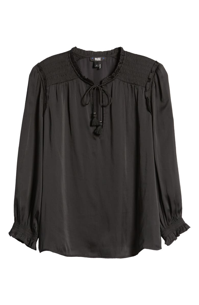 PAIGE Kaylynn Tie Neck Long Sleeve Blouse, Alternate, color, Black