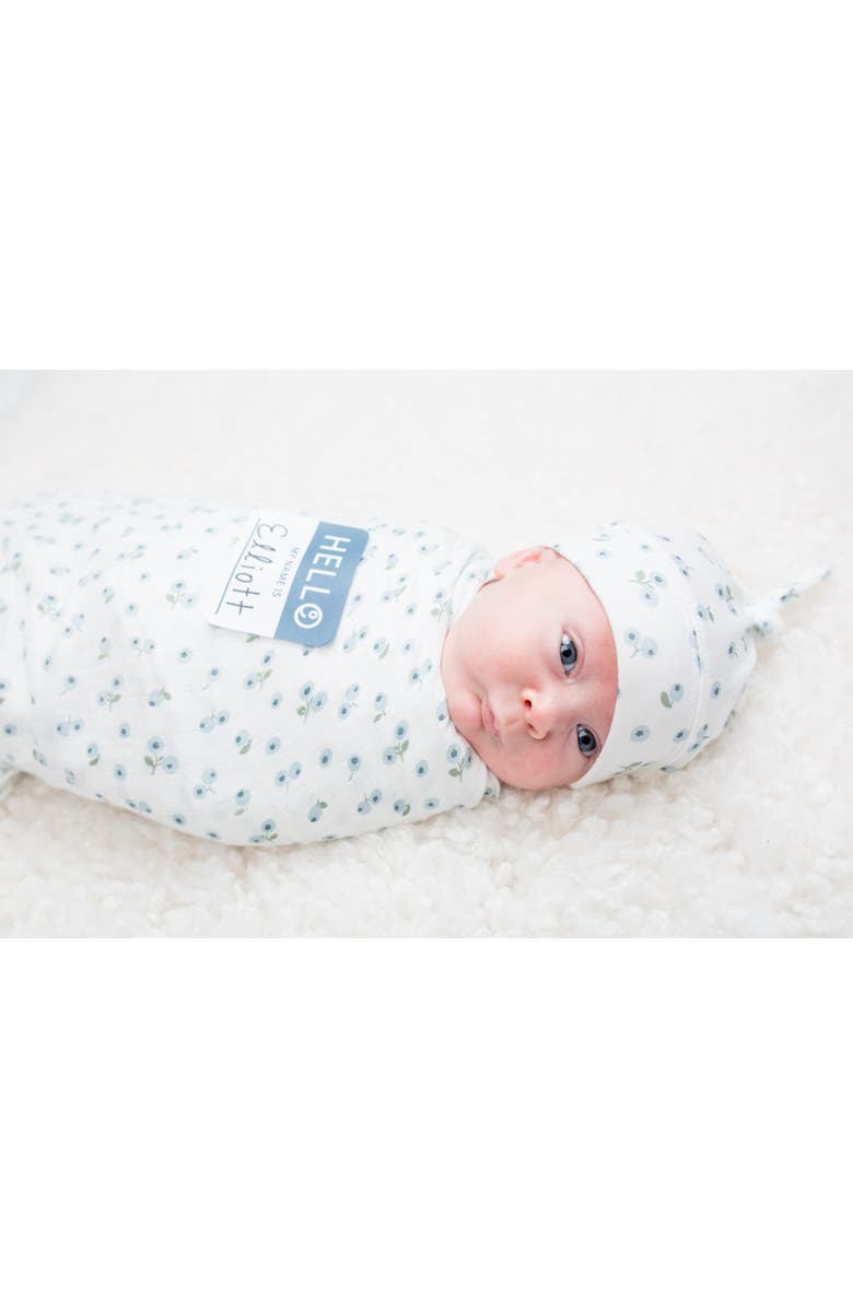 Lulujo Hello World Hat & Swaddle Set, Alternate, color, Blueberries