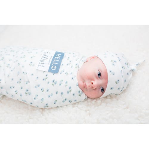 Shop Lulujo Hello World Hat & Swaddle Set In Blueberries