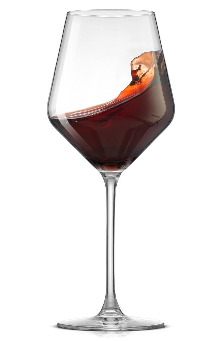 JoyJolt Layla White Set of 4 Stemmed Red Glasses, Alternate, color, Clear