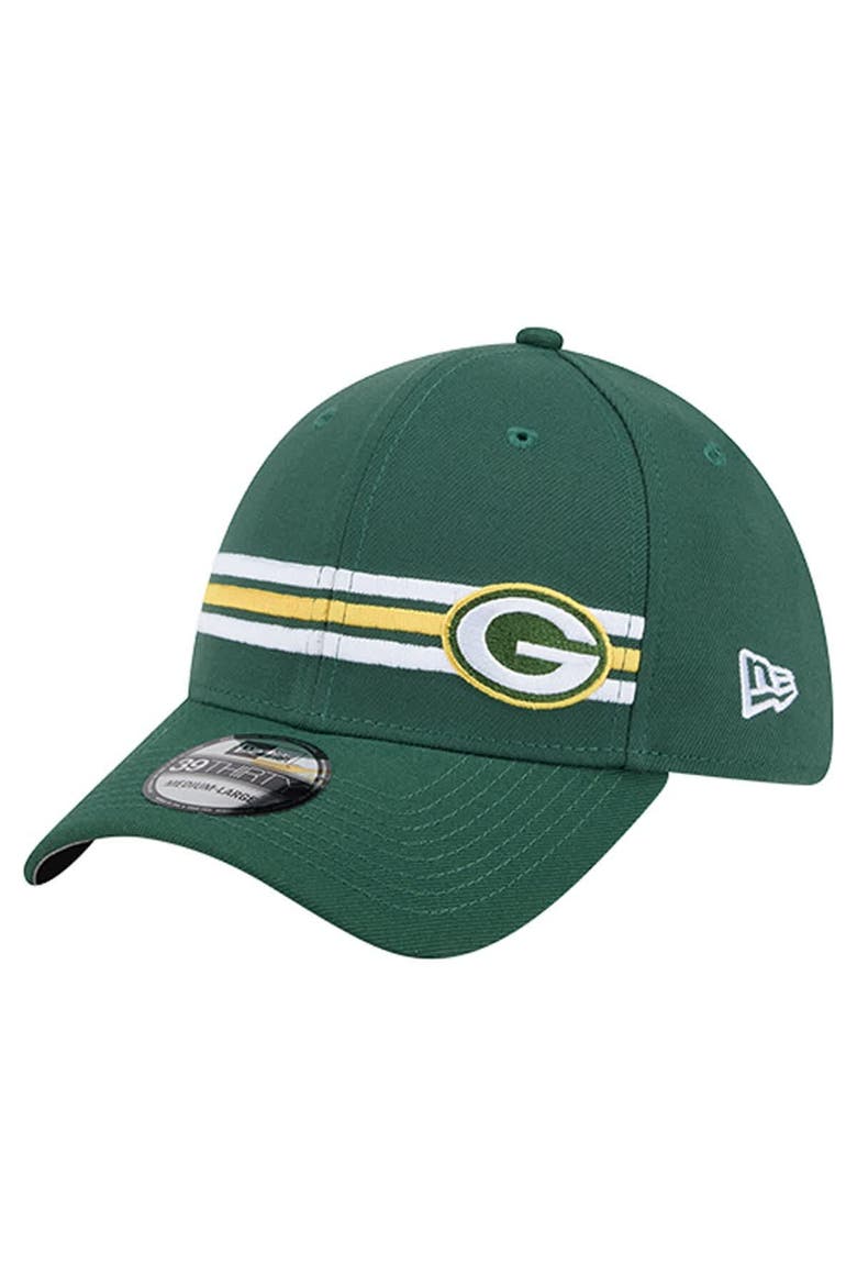 Men's New Era Green Green Bay Packers Stripes 39THIRTY Flex Hat, Main, color, Green