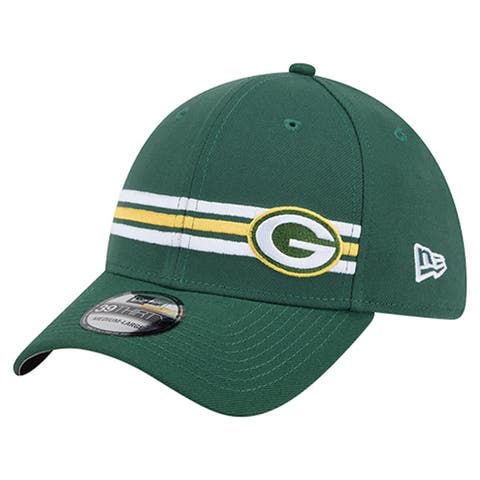Men's New Era Green Green Bay Packers Stripes 39THIRTY Flex Hat