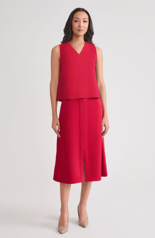 Misook Pima Cotton V-neck Tank In Red