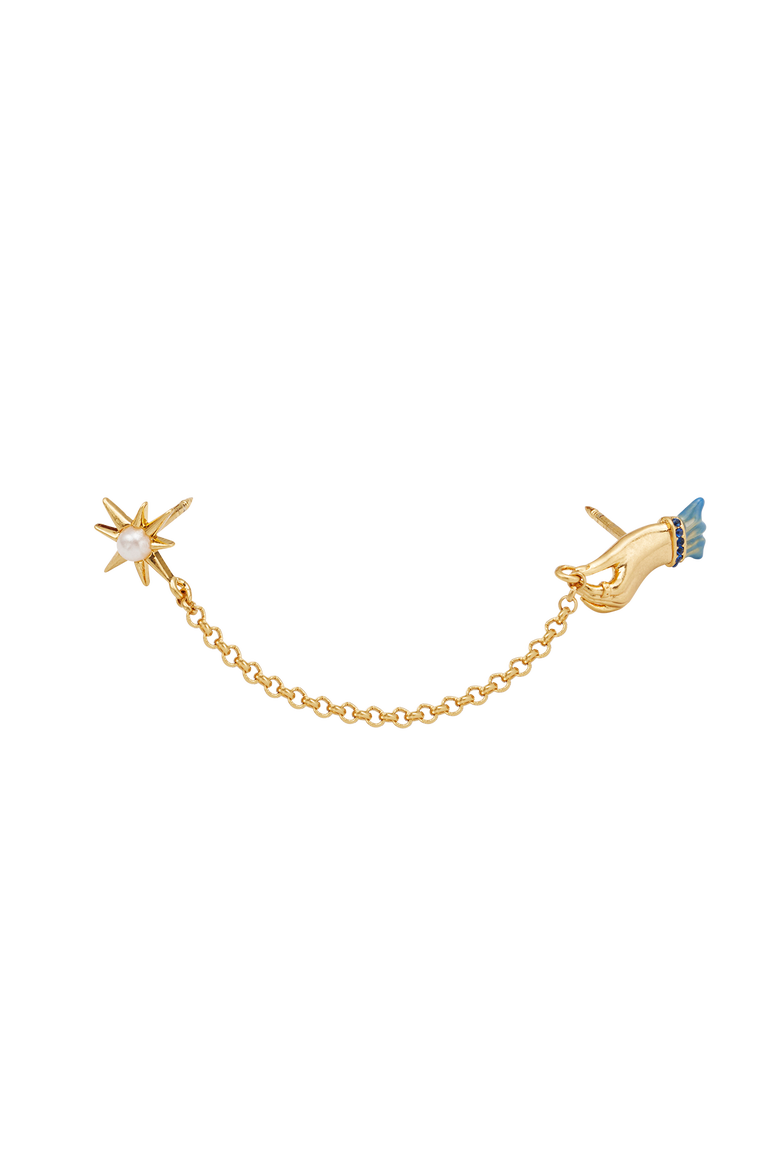 Palm Of Your Hand Pearl Chain Collar Brooch, Alternate, color, Gold