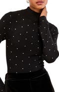 Lipsy Embellished Rib Mock Neck Sweater