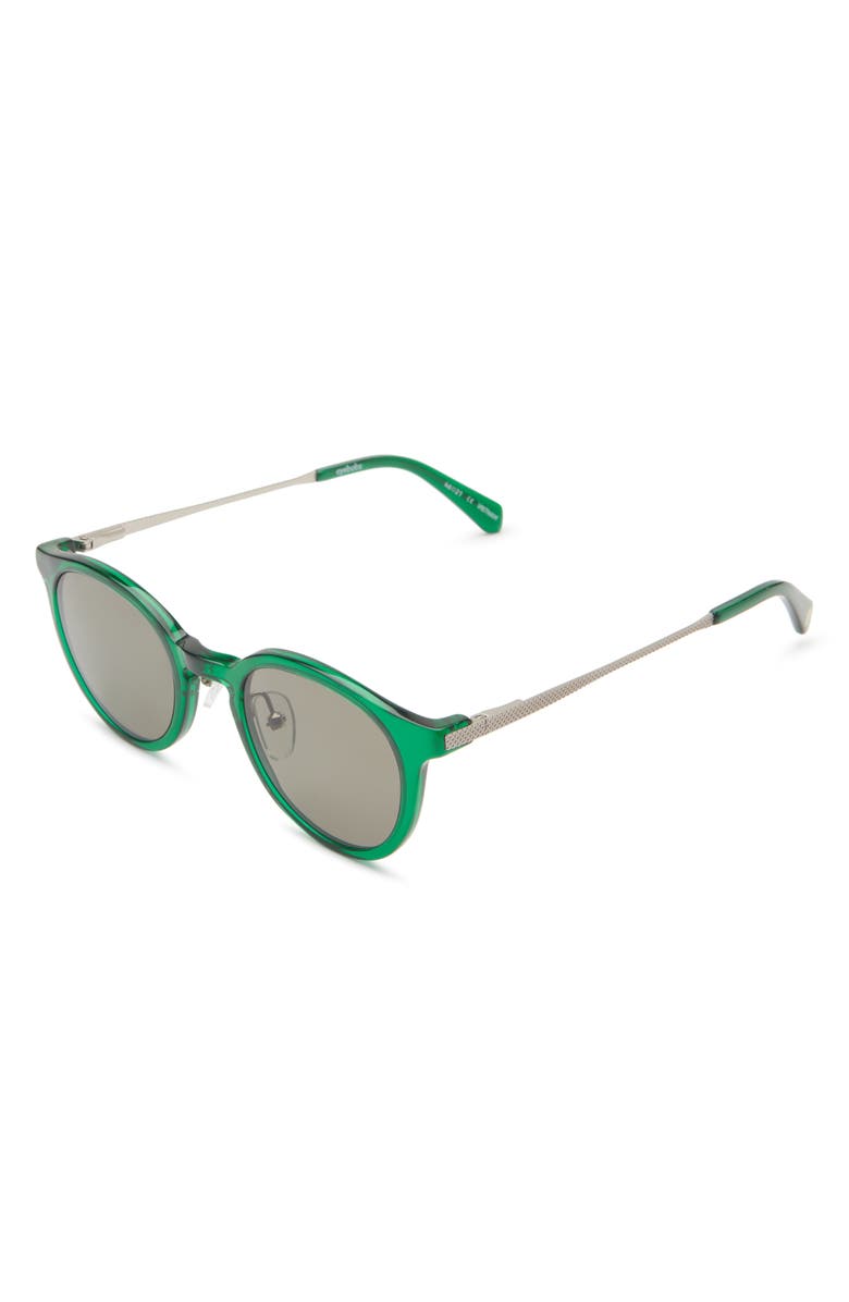 eyebobs Golden Age 45mm Small Polarized Round Sunglasses, Alternate, color, Green Apple / Silver / Grey