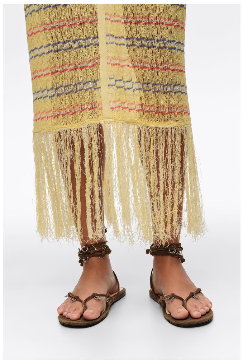 Sleeveless Knit Dress With Fringing, Alternate, color, LIGHT YELLOW