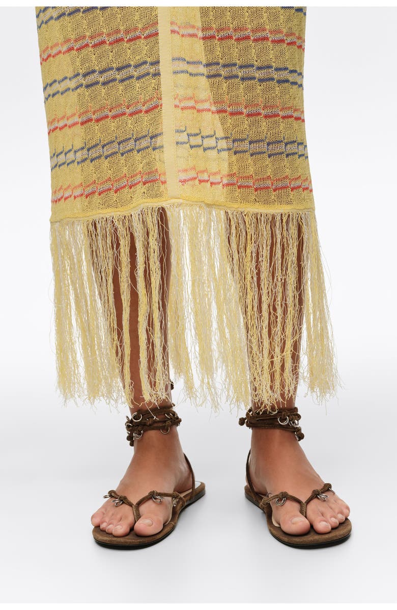 Bimba y Lola Sleeveless Knit Dress With Fringing, Alternate, color, Light Yellow