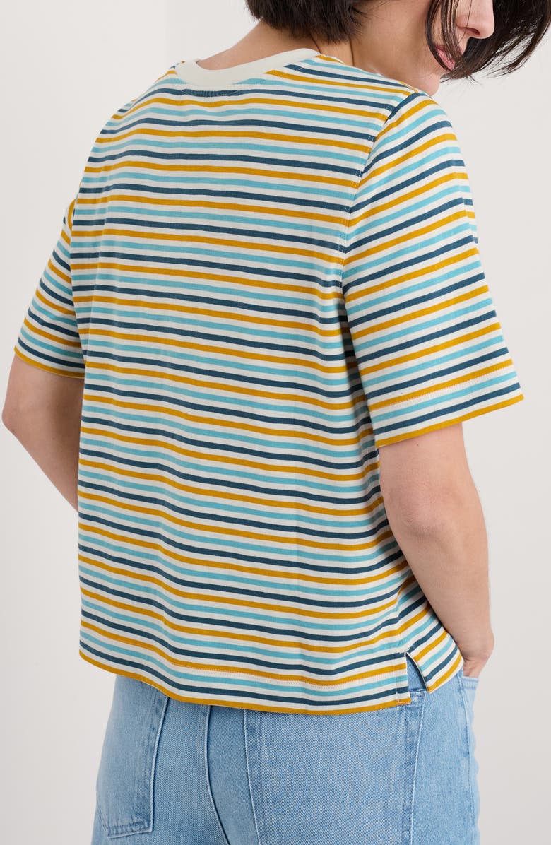 Seasalt Cornwall Copseland Stripe Organic Cotton T-Shirt, Alternate, color, Pellitras Tumeric