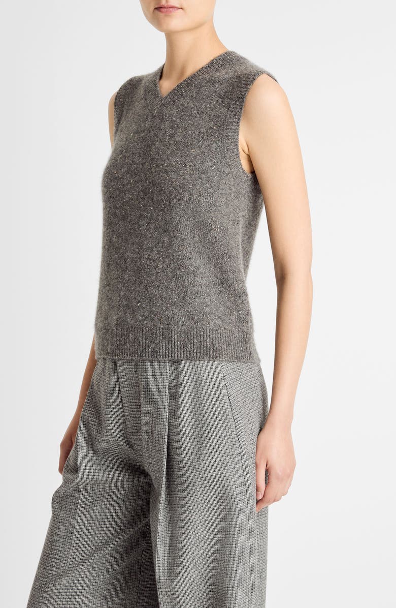 Vince Donegal Boiled Cashmere Sweater Vest, Alternate, color, Medium Heather Grey Donegal