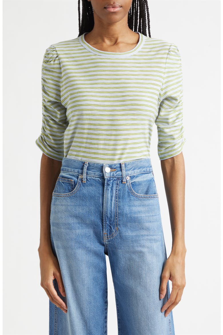 Waldorf Stripe Ruched Sleeve Tee, Main, color, BANDED STRIPE