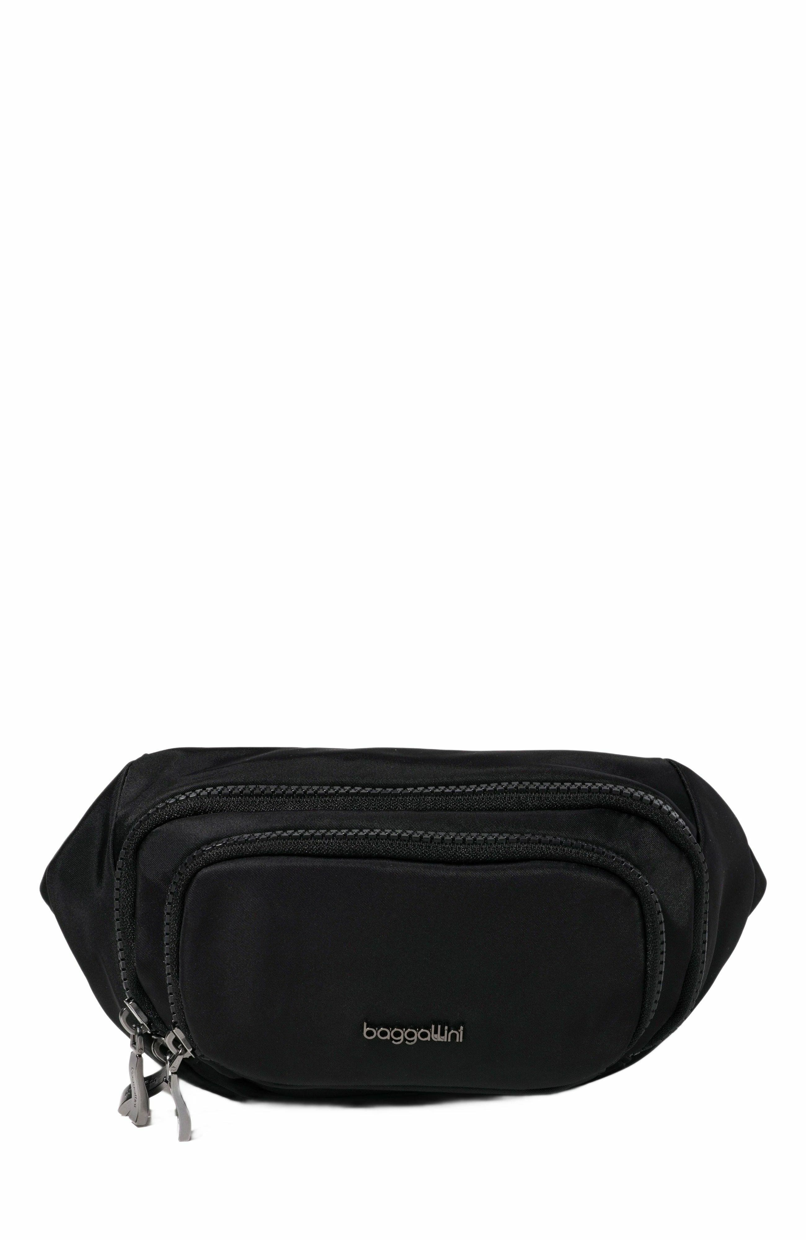BAGGALLINI On the Go Belt Bag Waist Pack in Black Twill 