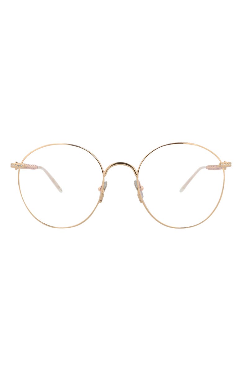 Pomellato 52mm Round Optical Glasses, Main, color, Gold Transparent