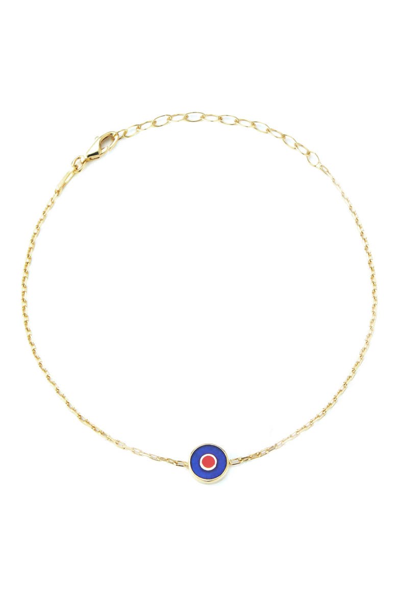 14K Gold Plated Sterling Silver Evil Eye Bracelet, Main, color, YELLOW GOLD
