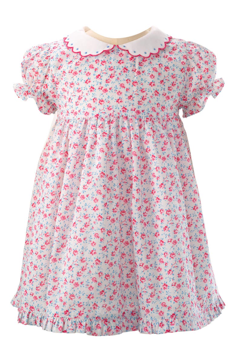 Rachel Riley Floral Puff Sleeve Cotton Dress, Main, color, 