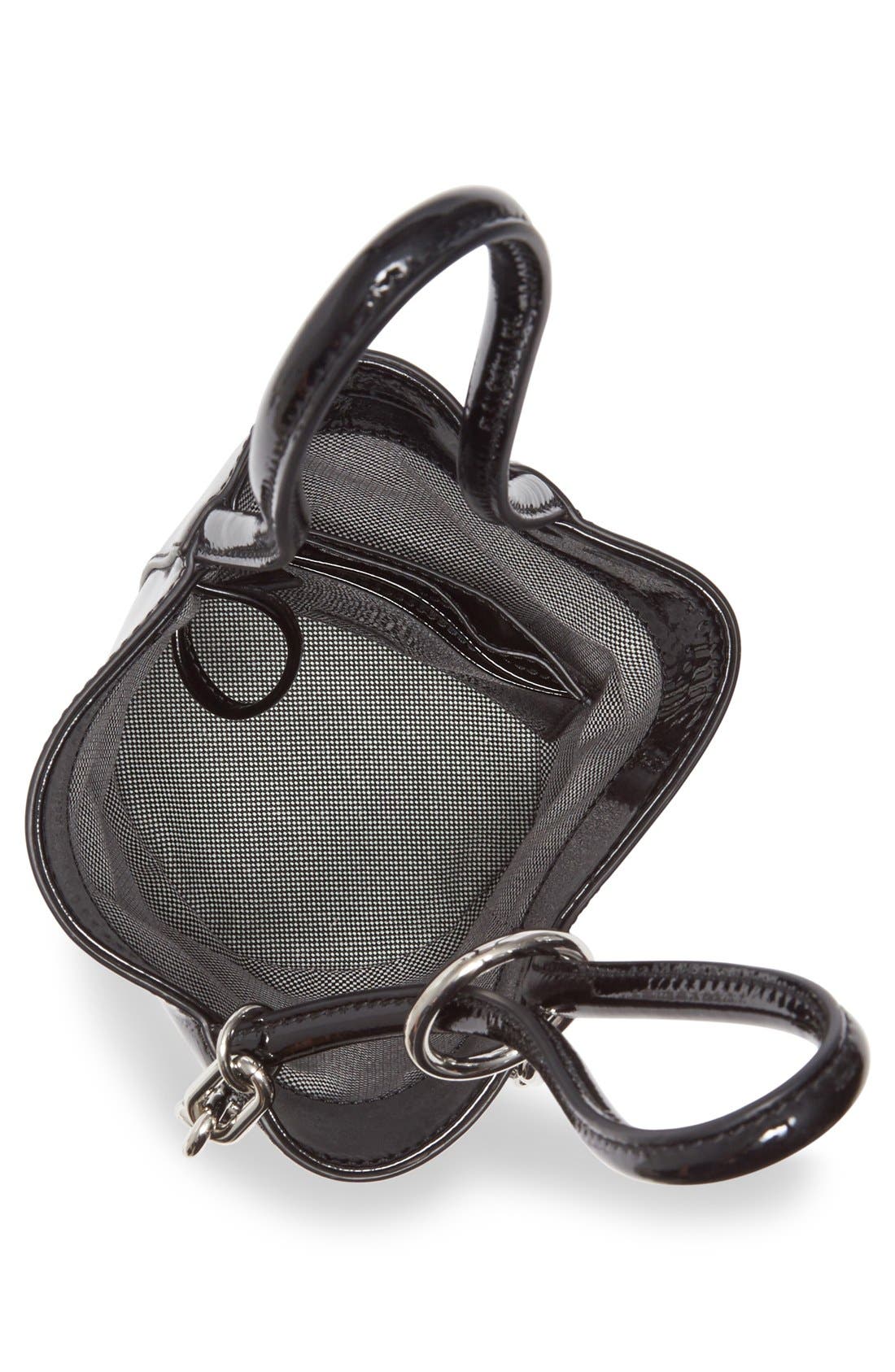 Mini Roxy Patent Leather Bucket Bag, Alternate, color, BLACK