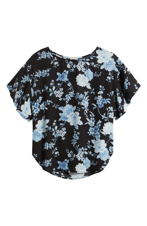 Floral Flutter Sleeve T-Shirt (Regular & Petite)