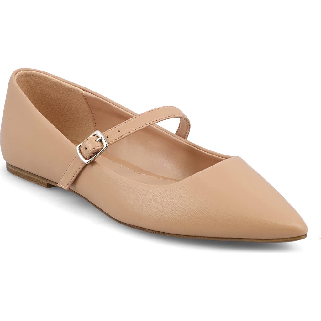 Mia Aviba Mary Jane Pointed Toe Flat In Beige