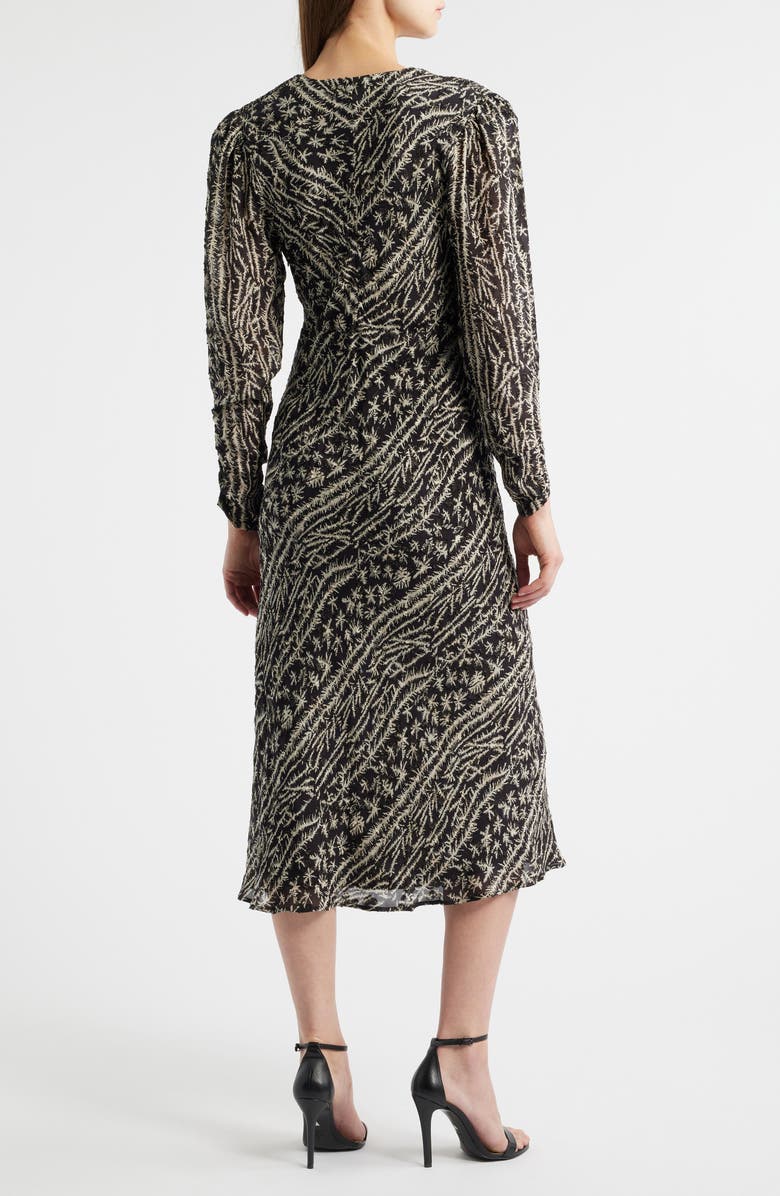 BOSS Orange Dilimi Long Sleeve V-Neck Midi Cocktail Dress, Alternate, color, Black/ Ivory