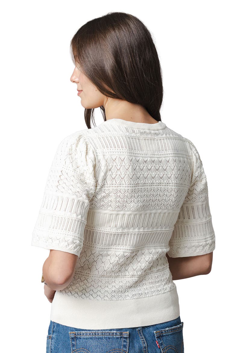 Organic Bell Sleeve Pointelle Sweater Top, Alternate, color, Ivory Special Stitch